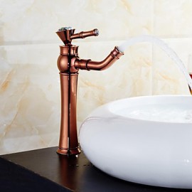 Luxury European Style Rose Gold & Golden Shot One Hole One Ceramic Handle Bathroom Sink Fauce