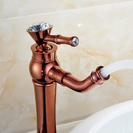 Luxury European Style Rose Gold & Golden Shot One Hole One Ceramic Handle Bathroom Sink Fauce