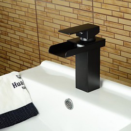 Modern Oil-Rubbed Bronze Brass Waterfall Hot And Cold Bathroom Faucet - Black