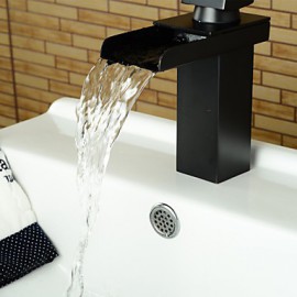 Modern Oil-Rubbed Bronze Brass Waterfall Hot And Cold Bathroom Faucet - Black