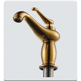 Modern Single Handle Bathroom Basin Sink Faucet Single Hole Ti-Pvd Golden Finish Faucet