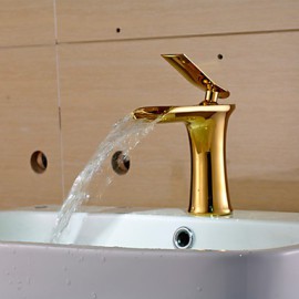 Modern Style Gold Single Handle Single Hole Hot And Cold Water Bathroom Sink Faucet