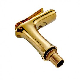 Modern Style Gold Single Handle Single Hole Hot And Cold Water Bathroom Sink Faucet