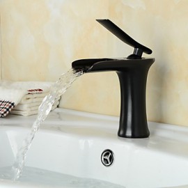 Modern Style Oil-Rubbed Bronze Single Handle Single Hole Hot And Cold Water Bathroom Sink Faucet - Black