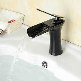 Modern Style Oil-Rubbed Bronze Single Handle Single Hole Hot And Cold Water Bathroom Sink Faucet - Black