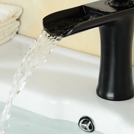 Modern Style Oil-Rubbed Bronze Single Handle Single Hole Hot And Cold Water Bathroom Sink Faucet - Black