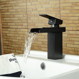 Modern Style Oil-Rubbed Bronze Single Handle Single Hole Hot And Cold Water Bathroom Sink Faucet - Black