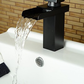 Modern Style Oil-Rubbed Bronze Single Handle Single Hole Hot And Cold Water Bathroom Sink Faucet - Black