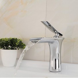 Modern Style Single Handle Single Hole Hot And Cold Water Bathroom Sink Faucet - Silver