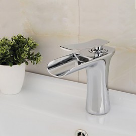 Modern Style Single Handle Single Hole Hot And Cold Water Bathroom Sink Faucet - Silver