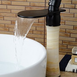 Modern Waterfall Brass Imitation Jade Oil-Rubbed Bronze Bathroom Sink Faucet