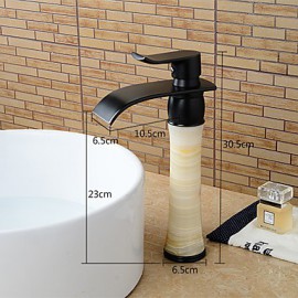 Modern Waterfall Brass Imitation Jade Oil-Rubbed Bronze Bathroom Sink Faucet