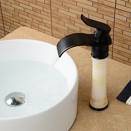 Modern Waterfall Brass Imitation Jade Oil-Rubbed Bronze Bathroom Sink Faucet