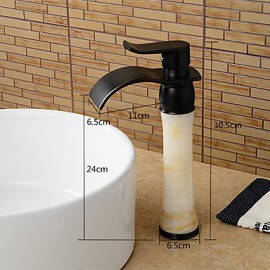 Modern Waterfall Brass Imitation Jade Oil-Rubbed Bronze Bathroom Sink Faucet