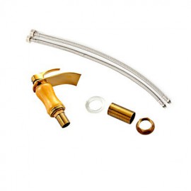 Modern Waterfall Brass Imitation Jade Ti-Pvd Bathroom Sink Faucet - Golden