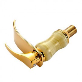 Modern Waterfall Brass Imitation Jade Ti-Pvd Bathroom Sink Faucet - Golden