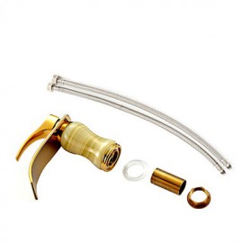 Modern Waterfall Brass Imitation Jade Ti-Pvd Bathroom Sink Faucet - Golden