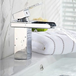 Modern Waterfall Chrome Bathroom Faucet - Sliver