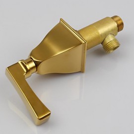 Modern Widespread Bathroom Three Holes Sink Faucet In Gold With Double Handles