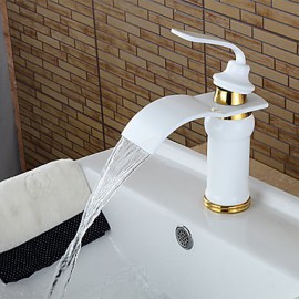 Personalized Bathroom Sink Faucet White Painting Finish Single Handle