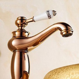 Rose Gold One Hole Single Handle Bathroom Sink Faucet