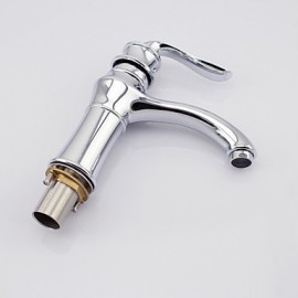 Contemporary Brass Bathroom Sink Faucet - Chrome Finish(Short)