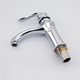 Contemporary Brass Bathroom Sink Faucet - Chrome Finish(Short)