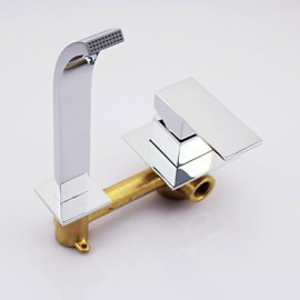 Contemporary Brass Waterfall Bathroom Sink Faucet