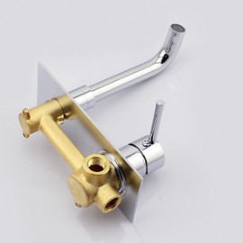 Contemporary Brass Waterfall Bathroom Sink Faucet (Wall Mount)