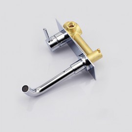 Contemporary Brass Waterfall Bathroom Sink Faucet (Wall Mount)