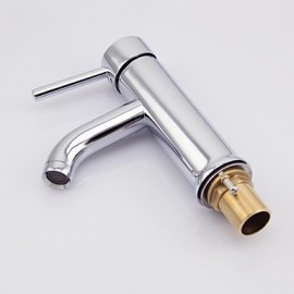 Contemporary Chrome Finish Brass One Hole One Handle Sink Faucet(Short)