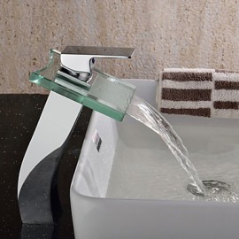 Waterfall Bathroom Sink Faucet With Glass Spout Faucet (Tall)