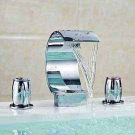 Waterfall Widespread Bathroom Sink Faucet (Chrome Finish)