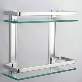 Bathroom Products, 1 pc Contemporary Aluminum Tempered Glass Bathroom Shelf Bathroom