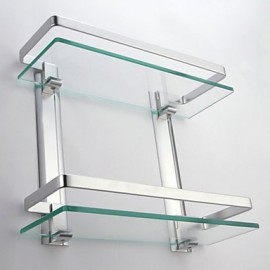 Bathroom Products, 1 pc Contemporary Aluminum Tempered Glass Bathroom Shelf Bathroom