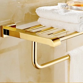 Towel Bars, 1 pc Contemporary Brass Bathroom Shelf Bathroom