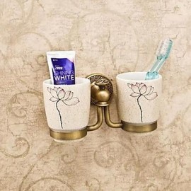 Toothbrush Holder, 1pc Removable Antique Brass Ceramic Toothbrush Holder