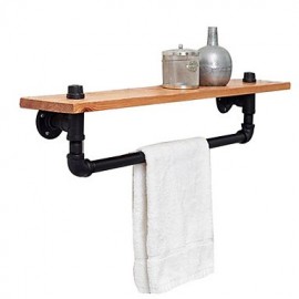 Towel Bars, Towel Racks & Holders Country Wool Industrial Pipe Shelf Shelving Pine Wood and Pipe Towel Rack