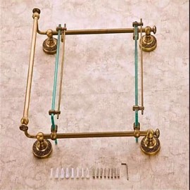 Towel Bars, 1pc High Quality Antique Brass Glass Bathroom Shelf