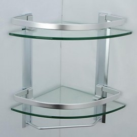 Bathroom Products, 1 pc Contemporary Aluminum Tempered Glass Bathroom Shelf Bathroom