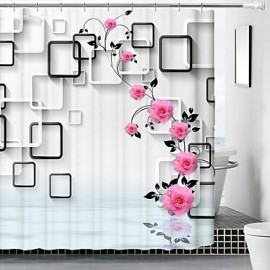 Shower Curtains Modern Poly Cotton Blend Floral Botanical Machine Made