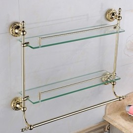 Towel Bars, 1 pc Contemporary Brass Glass Bathroom Shelf Bathroom