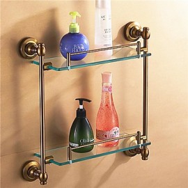 Towel Bars, 1pc High Quality Antique Aluminum Glass Bathroom Shelf