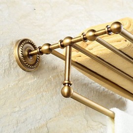 Towel Bars, 1pc High Quality Neoclassical Brass Bathroom Shelf Wall Mounted