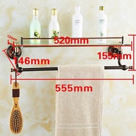 Towel Bars, 1 pc Neoclassical Brass Bathroom Shelf Bathroom