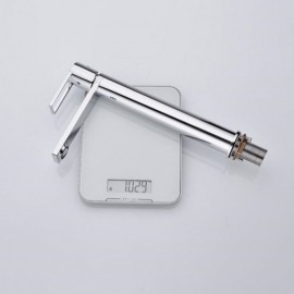 Cold Hot Water Basin Faucet In Chrome/White Copper