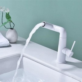 White Copper Basin Mixer For Bathroom