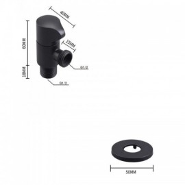 1 Piece Black Copper Two-Way Angle Valve