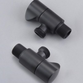 1 Piece Black Copper Two-Way Angle Valve