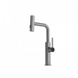 Gray Copper Basin Mixer With Extractable Nozzle